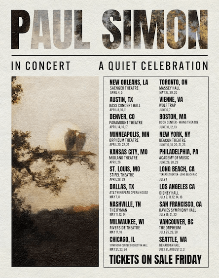 Paul Simon In Concert - A Quiet Celebration. Courtesy @paulsimonoffical on Instagram