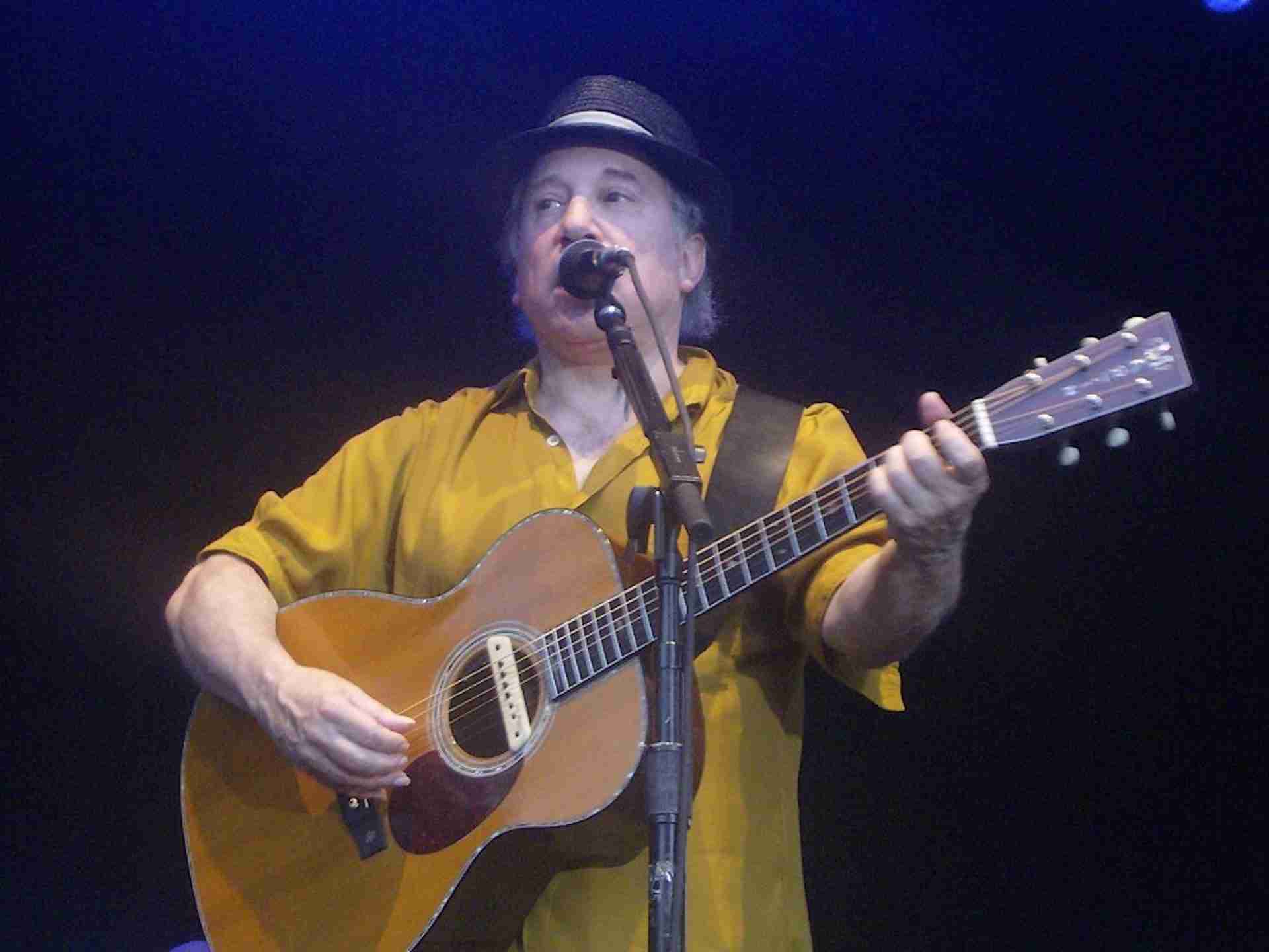 Paul Simon, live in Mainz, Germany, July 25, 2008. Miho, CC BY 3.0 <https://creativecommons.org/licenses/by/3.0>, via Wikimedia Commons