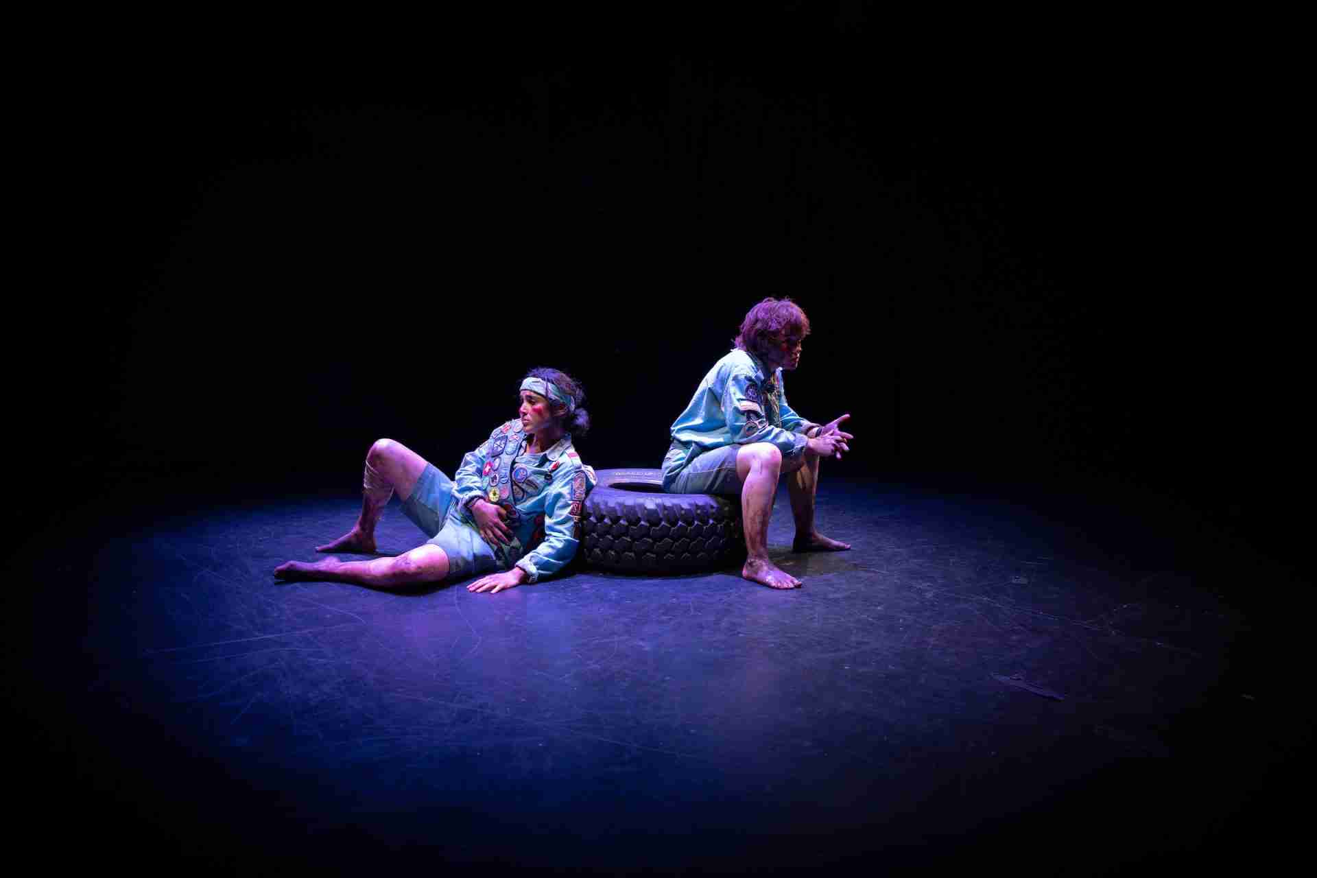 Natasha Roland and Xhloe Rice in a scene from A Letter to Lyndon B. Johnson or God: Whoever Reads This First at the SOHO Playhouse. Photo by Morgan McDowell