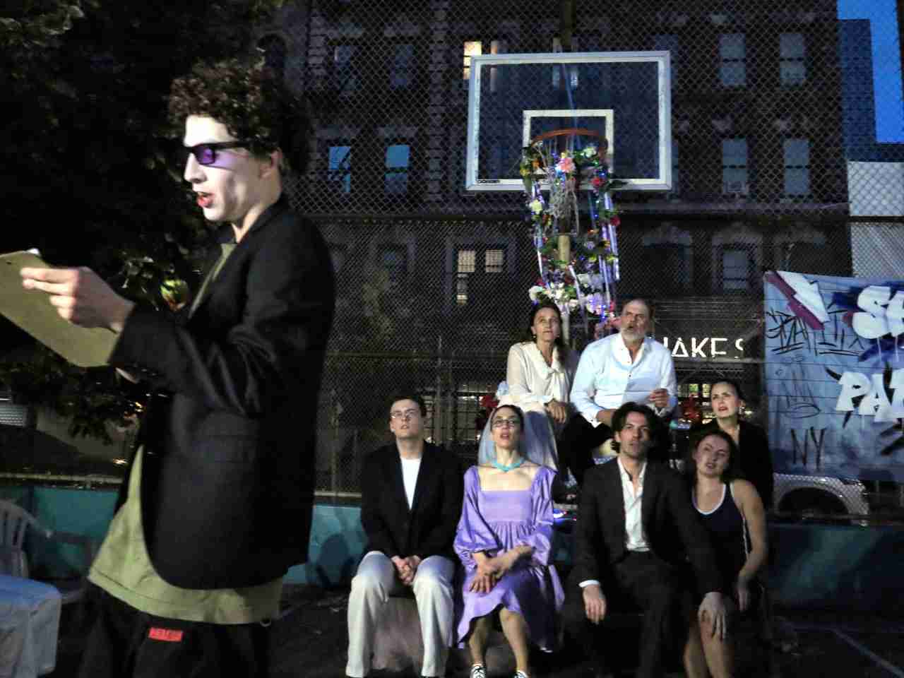 Foreground:  Andy Rowell as Philostrate.  Photo by Jonathan Slaff.