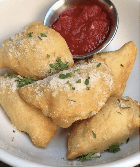 Pizza Pierogis at Veselka. Courtesy @veselkanyc on Instsgram