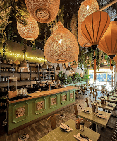 The bar and seating at Ginger and Lemongrass. Courtesy @ginger_and_lemongrass on Instagram