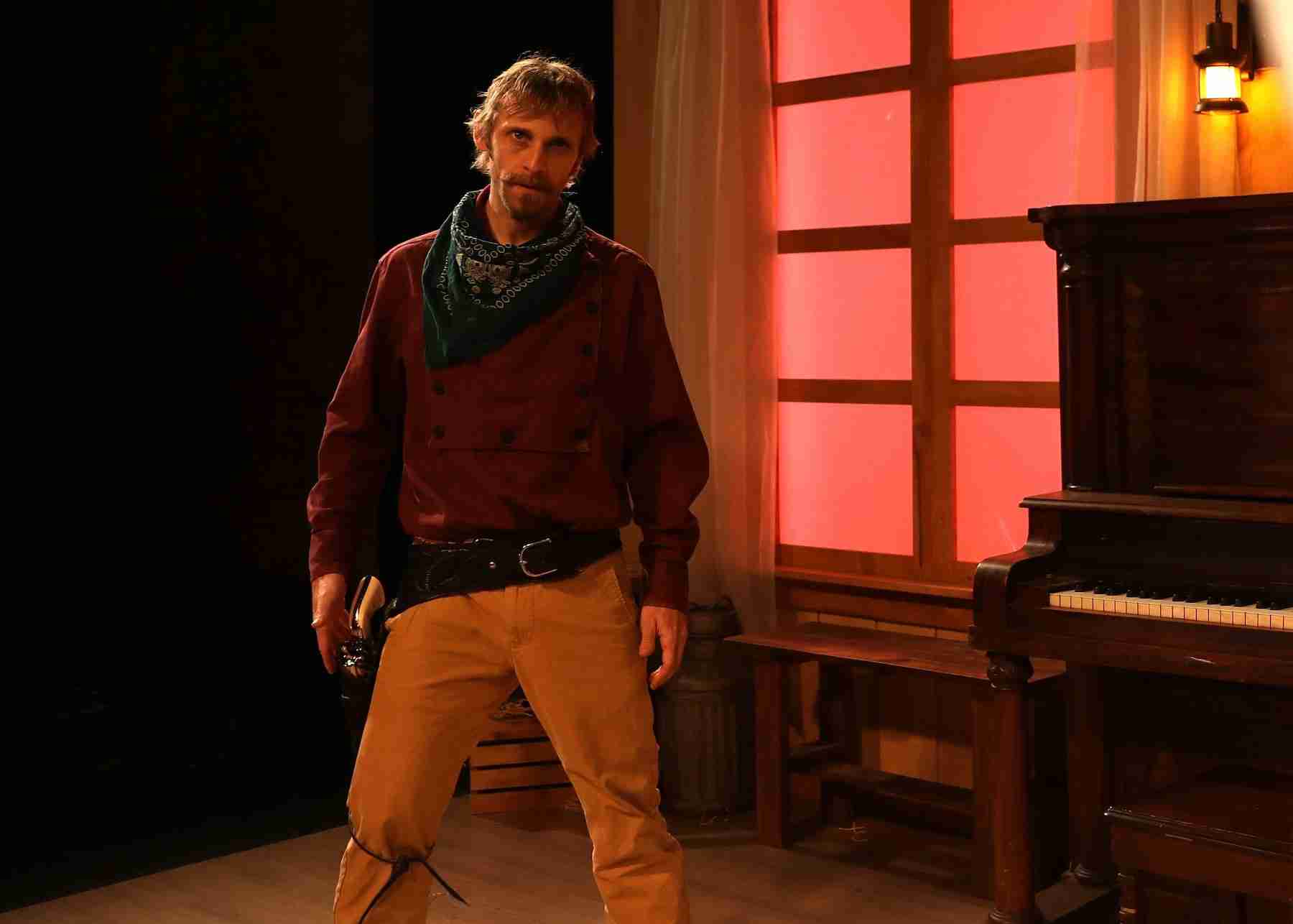 Derek Jack Chariton plays Liberty Valance in The Man Who Shot Liberty Valance at the Gene Frankel Theatre. Photo by Joshua Eichenbaum