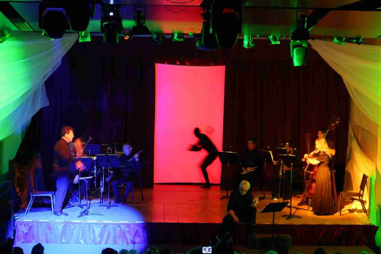Trent Firestine appears as the Devil in a scene from A Soldier's Tale performed by the Park Avenue Chamber Symphony. Photo by Adam Bundy Photography