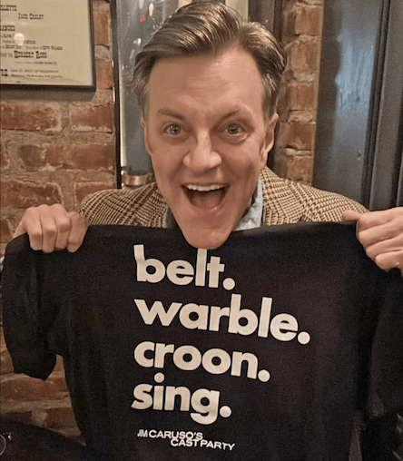 Jim Caruso's Cast Party. belt. warble. croon. sing. Courtesy Jim Caruso:Cast Party on Facebook