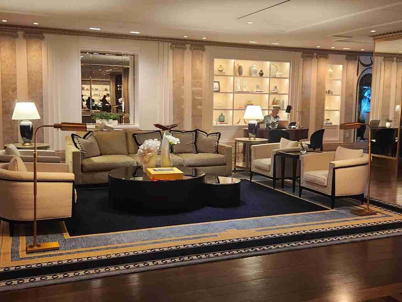 Posh seating area at the Waldorf Astoria Hotel in Manhattan. Photo by Sora Vernikoff