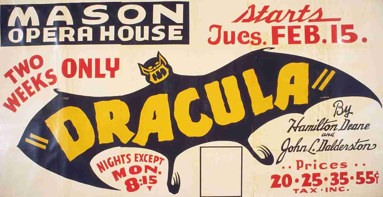 Dracula poster by Hamilton Deane & John L. Balderston 1938. Public Domain