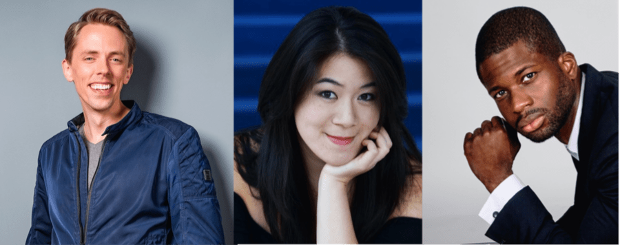 L-R: Jonathan Michie, Baritone. Karen Vuong, Soprano, Justin Hopkins, Bass Baritone. Courtesy Michelle Tabnick PR