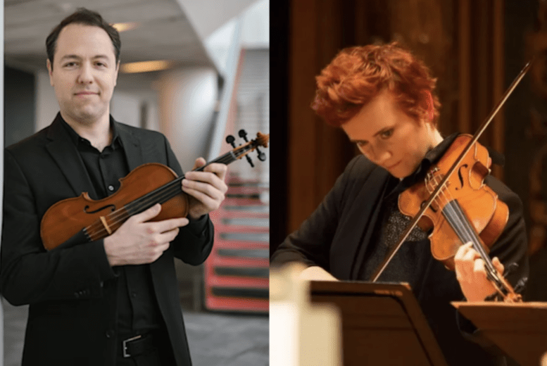 L-R: Edson Scheid, Violin. Photo by Mei Stone. Aisslinn Nosky, Violin. Photo courtesy aisslinn.com