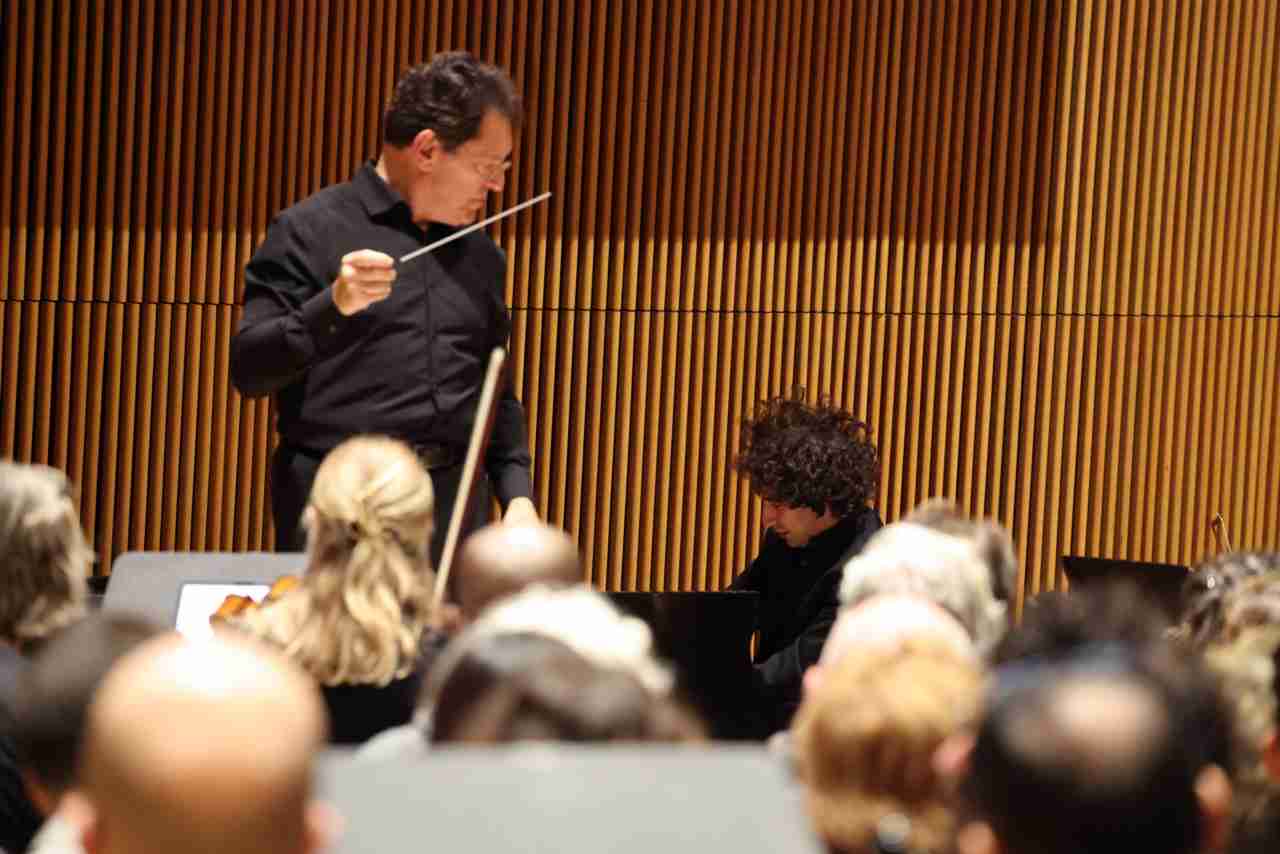 David Bernard conducts the Saint-Saëns Piano Concerto No. 2, featuring Pianist Maxim Lando with the Park Avenue Chamber Symphony as they present Scintillating Saint-Saëns at the DiMenna Center for Classical Music in NYC. Photo by Adam Bundy Photography