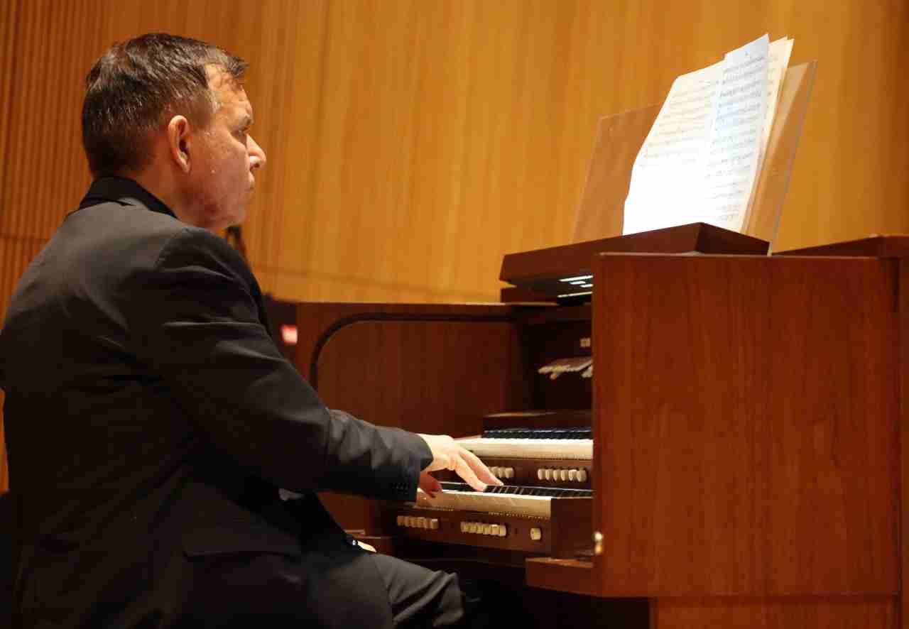 Organist Paolo Bordignon performs in Saint-Saëns Symphony No. 3 with the Park Avenue Chamber Symphony as they present Scintillating Saint-Saëns at the DiMenna Center for Classical Music in NYC. Photo by Adam Bundy Photography