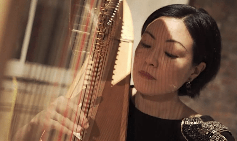 Mariko Anraku, Harp, guest artist with the Chorus and Orchestra of Musica Sacra in Classics for Christmas at Carnegie Hall. Courtesy @aiashow on Instagram