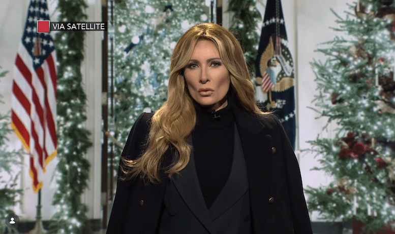 Laura Benanti as Melania. Screenshot courtesy of @colbertlateshow and @laurabenanti on Instagram