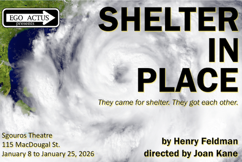 Shelter in Place, playing at the Sgouros Theater, 115 MacDougal Street, NYC