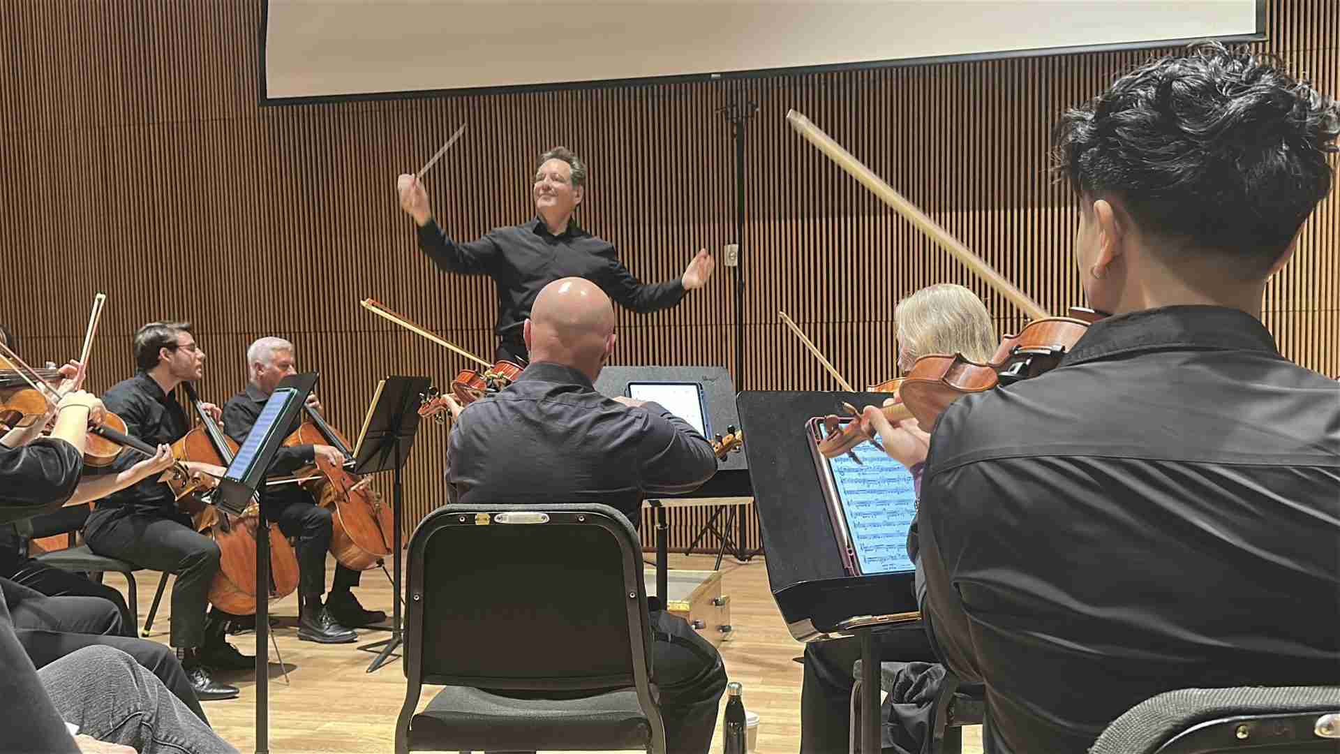Maestro David Bernard conducting Schubert's "Unfinished" Symphony No. 8 in a concert entitled "Sublime Schubert' with the Park Avenue Chamber Symphony at the DiMenna Center for Classical Music. Photo courtesy PACS