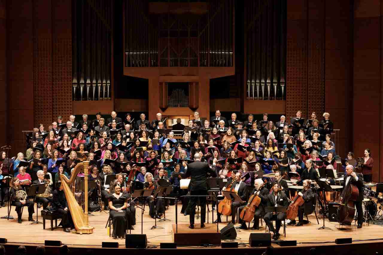 The MasterVoices Chorus, Orchestra of St. Luke's, conductor Ted Sperling and soloists Mikaela Bennett, soprano and Justin Austin, baritone. MasterVoices presents Sins and Grace, conceived and conducted by Ted Sperling, Alice Tully Hall, Lincoln Center, Monday, March 23, 2026. Credit Photo: Erin Baiano