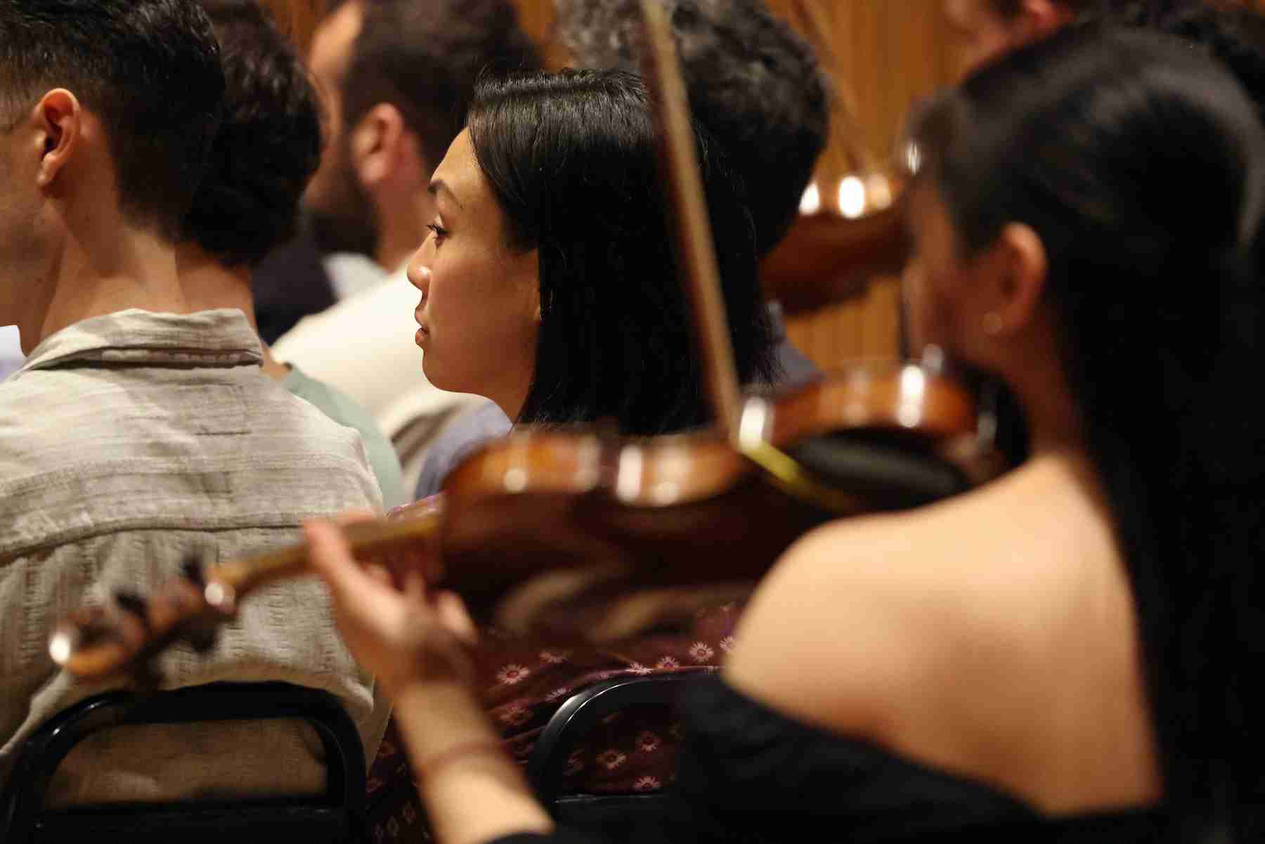 The audience among the Strings with David Bernard and The Park Avenue Chamber Symphony presenting Spellbinding Strauss at the DiMenna Center for Classical Music, NYC. Photo by Adam Bundy
