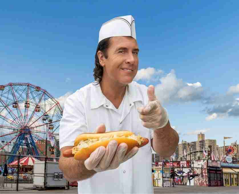 Michael Quinn in Feltman: World's First Hot Dog, at The Chain Theatre NYC. Photo by Mikiodo.