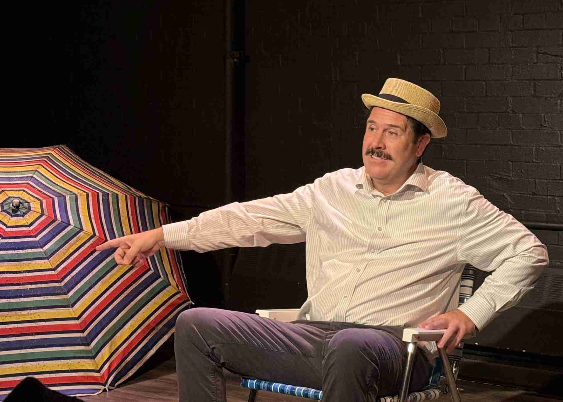Michael Quinn in a scene from Feltman World's First Hot Dog at The Chain Theatre in NYC. Photo courtesy of production.