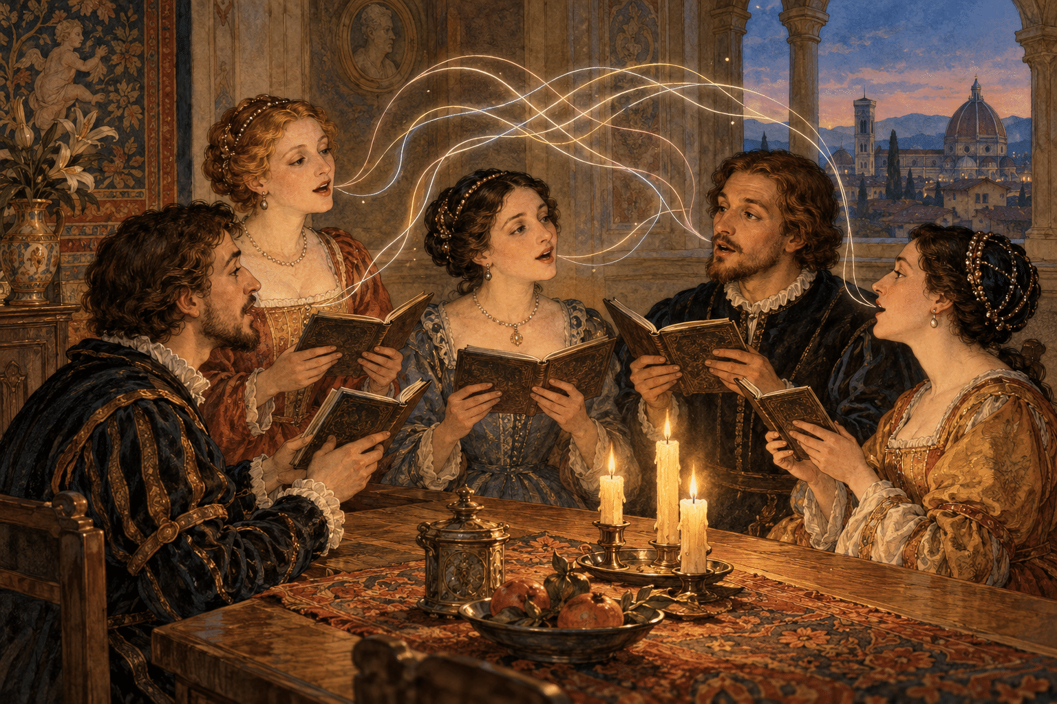 Five voices, one woven Renaissance harmony